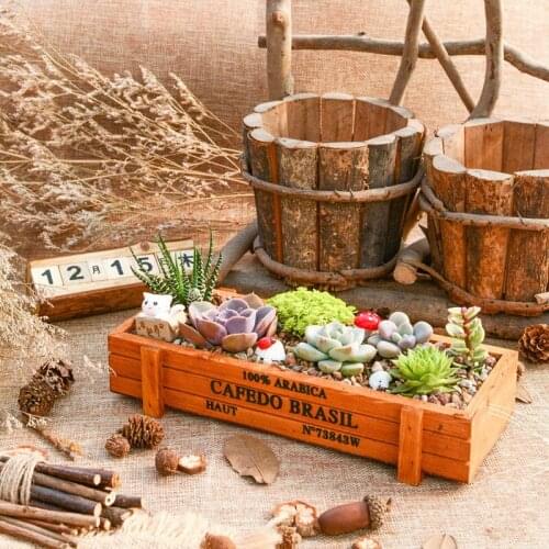 Retro Succulent Flower Pot Wooden Rectangular Old Flower Pot Wooden Storage Box Succulent Combination Wooden Box Flower Pots