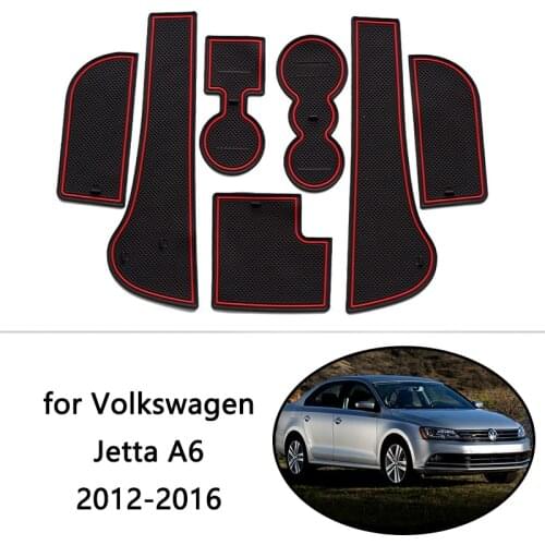 For VW Volkswagen Jetta A6 MK6 5C6 2012~2016 Rubber Anti-slip Mat Door Groove Cup Pad Phone Cushion Gate Coaster Car Accessories
