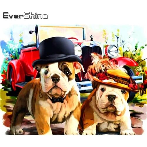 Evershine Full Square Diamond Painting Dog 5D DIY Diamond Embroidery Animal Rhinestone Art Autumn Decorations