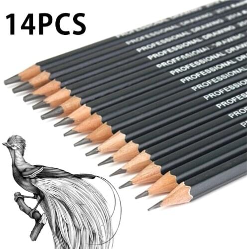Drawing Sketch Pencil Set 14pcs Sketching Pencils 12B 10B 8B 7B 6B 5B 4B 3B 2B B HB 2H 4H 6H Graphit