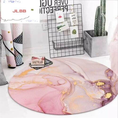 Rugs and Carpets for Home Living Room Nordic Abstract Pattern Pink Round Rug Rugs for Children Rooms 100% Polyester Non-slip