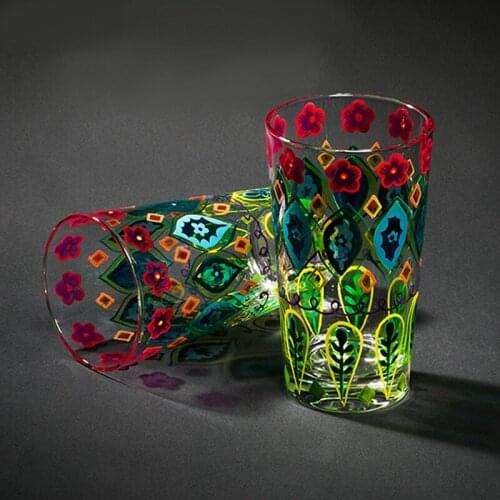 Creative colored cups Hand painted glass cups Northern European personalized home cocktail cups glass bottle