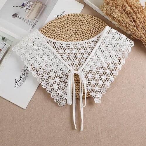Fake Collars for Women Hollow Embroidered False Collar Adult Gilrs Detachable Collars White Shirt Neckwear Accessories