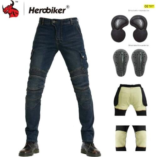 HEROBIKER Motorcycle Pants Men Motorbike Jeans Touring Racing Pants Protective Gear Casual Straight Touring Riding Moto Jeans