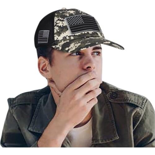 Mens Baseball Caps Independence Day Camouflage American Flag Patch Embroidered Mesh Cap Summer Hats Fast Delivery Dropshipping