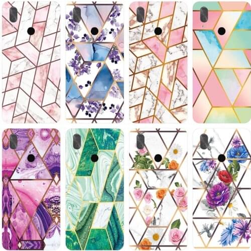 Soft Phone Case For Cubot X19 Funda Glossy Colorful Flower Silicone Phone Back Cover Geometric Marble Shell