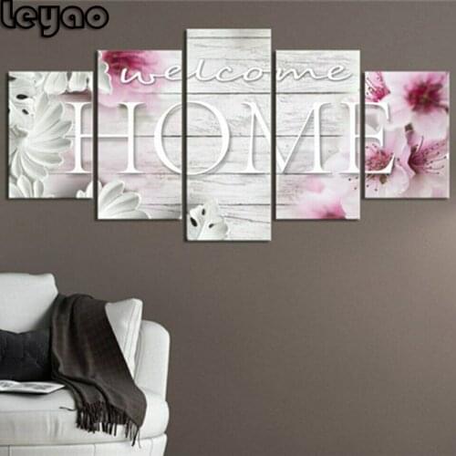 Welcome Home 5 pieces diamond mosaic multi-picture diamond paint diamond painting full square round diamond embroidery