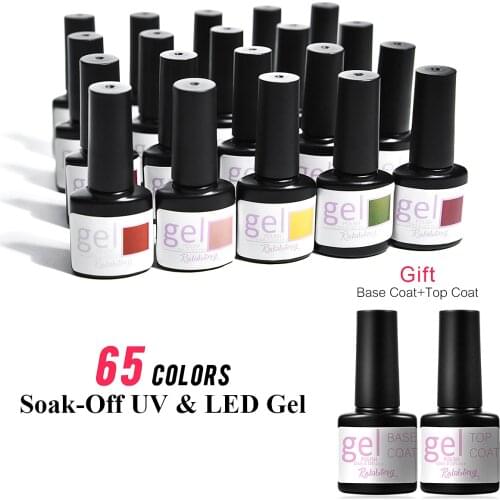 Rolabling 20/10/6 PCS Nail Gel Polish Set Cheap Gel Nail Polish UV Gel Nail Varnish Kit Hot Colors Pure Glitter Base Top Coat