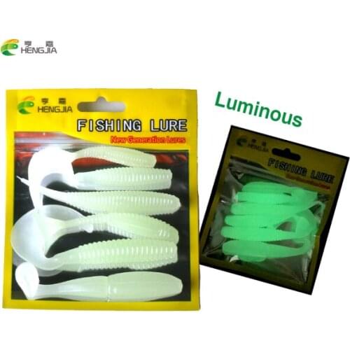 6Pcs/Lot Luminous Lures Soft Bait Set Mix silicone bait Worms fishing lure with salt smell Fishing Takcle Grub Artificial Lures
