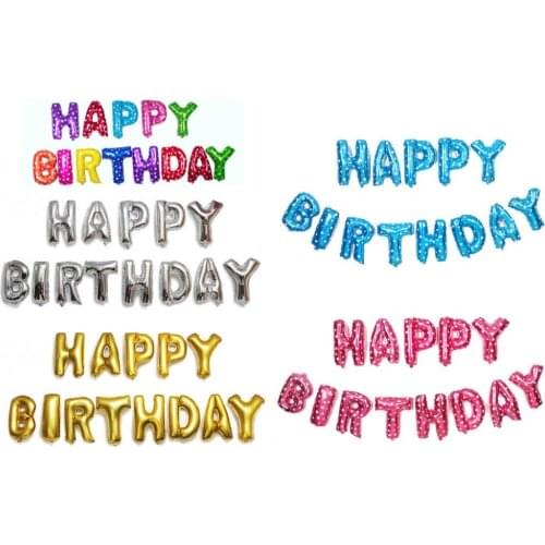13pcs 16" "HAPPY BIRTHDAY" Letters Foil Balloons Kit for Birthday Party Decor Foil Balloon Baby Shower Party Decoration Colorful