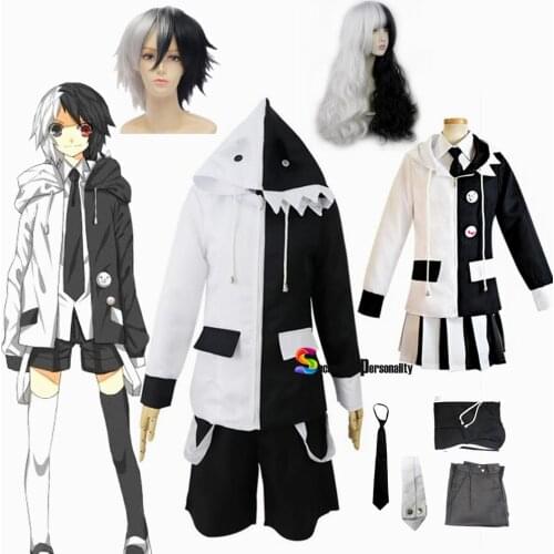 2021 New Anime Danganronpa V3: Killing Harmony Monokuma Unisex Coat Shirt Skirt Tie Socks Set Cosplay Costume