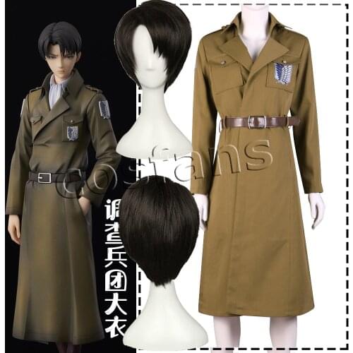 Attack on Titan Season 3 Eren Cosplay Costume Scouting Legion Soldier Officer Uniform Adult Men Halloween Trench Clothing Wigs