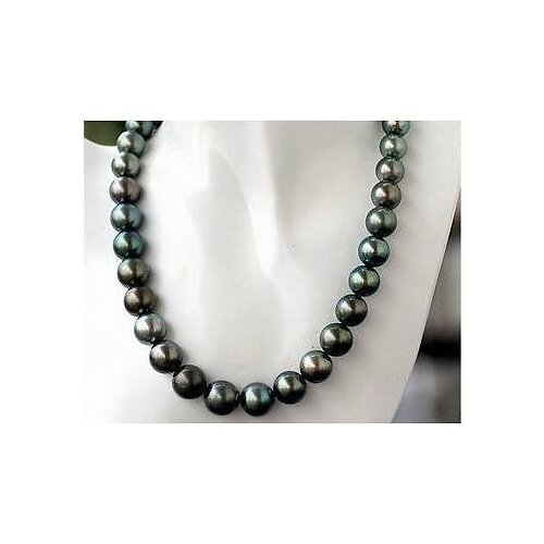 AAA 9-10 mm natural round black pearl necklace 18 inch > jewerly free shipping