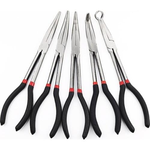 1PC Pliers Anti-slip Handle Bent Nose Round Nose Plier Long Nose Pliers Durable High Hardness Rustproof Hand Tool Accessories