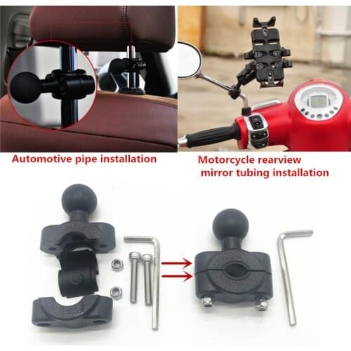 Fit 10-17mm Rod Clamp Motorcycle Handlebar Rail Base Car Headrest Rail Clamp Holder with 1 inch Ball Mount for Gopro