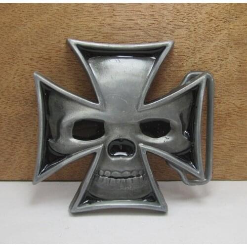 BuckleClub zinc alloy retro cross skull jeans gift belt buckle FP-02571 for men 4cm width loop drop shipping