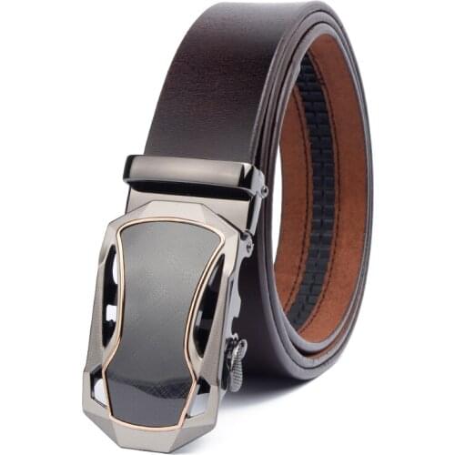 New Sports Car Buckle Man Belt Cow Genuine Leather Belt Automatic Buckle Luxury Mens Belts Ratcheted Belt Male For Jeans Strap