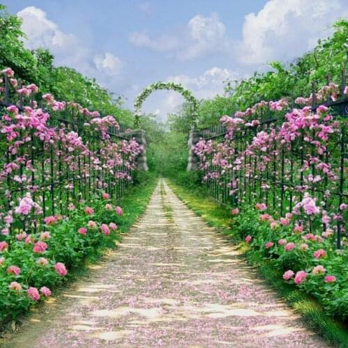 Garden Blossom Tassel Flowers Green Vine Way Spring Scenic Photo Backdrop Photography Background Photocall Photo Studio