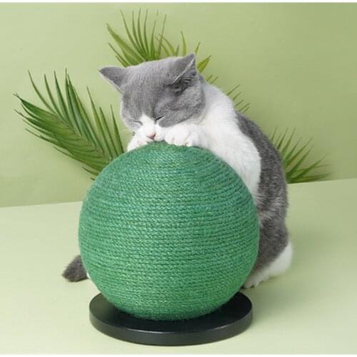 Sisal Cat Scratch Cactus Ball with Wood Base Cat Interactive Toy Knitted Cats Scratch Board Grinding Nails Protecting Furniture