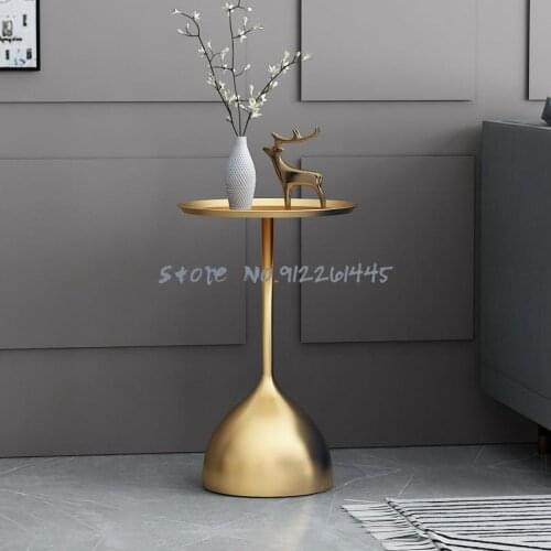 Nordic Creative Marble Small Tea Table Living Room Sofa Side Table Simple Modern Iron Gold Small Round Table Corner Table