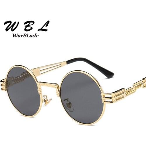 WarBLade Men Round Circle Steampunk Sunglasses Women Vintage Sunglass Brand Design Mirror Lens Eyeglasses Retro 2019 UV400