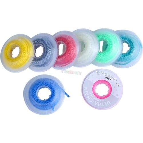 Dental Orthodontic Elastic Chain 15FT Colorful Elastic Power Chains 3 Size For Choose