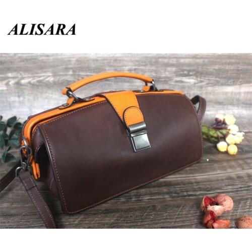 Doctor handbag Messenger bag Leather Coffee colour vintage Bag for women Shoulder bag Cross Body Bag Leather Purse Gifts For Her