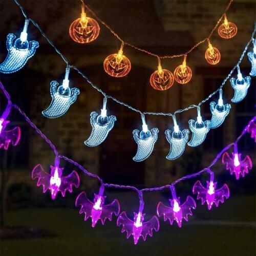 1.5m Halloween Party Led Light String Purple Bat Party Pumkin Horror Ghost Festival Party Happy Halloween Party Decor for Home