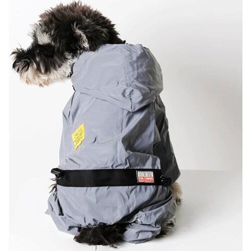 Sliver Reflective Dog Raincoat French Bulldog Terrier Pugs Small Medium Animal Waterproof Pet Coat Hoodie Overall XXL Supplies