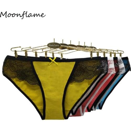 Moonflame 5 pcs/lots Sexy Transparent Cotton Womens Panites Briefs M L XL XXL 89417