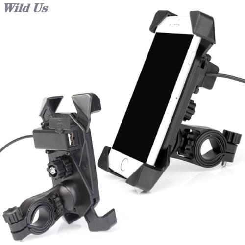 Universal Motorcycle Charger with USB Charger Cell Phone Mount Holder Clamp for Electric Bicycle Scooter ATV GPS Holder
