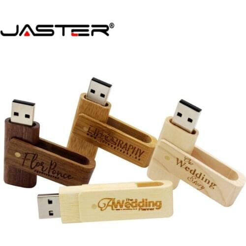 JASTER hot selling creative 4-color bamboo and wooden rotation USB 2.0 4GB/8GB/16GB/32GB/64GB USB flash drive 10 PCS free LOGO