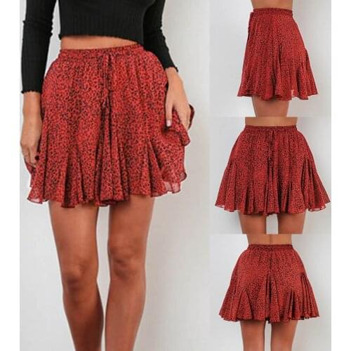 Sagace womens casual high waist pleated skirt elastic skirt floral print skirt мини-юбки 2021 mini skirt jupes