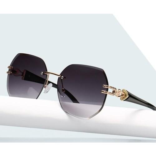 2021 Retro Sunglasses Women Brand Designer Fashion Rimless Gradient Sun Glasses Shades Cutting Lens Ladies Frameless Eyeglasses