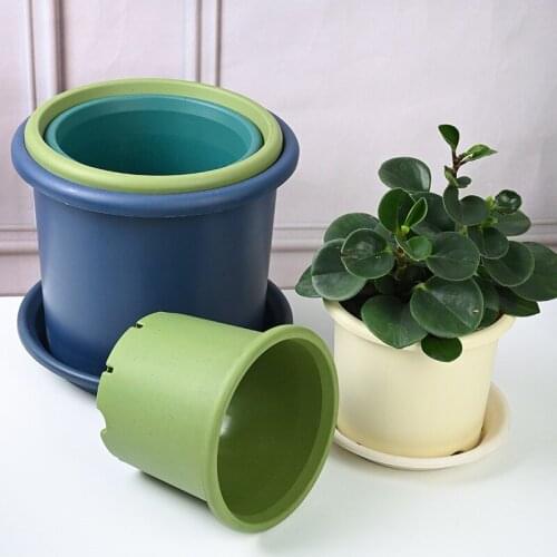1 Pc Nordic Creative Gallon Basin Resin Plastic Flowerpot With Tray Garden Plants Flower Pot Large planters plants