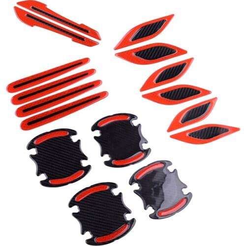 16pcs/Set 3D Universal Car Bumper Warning Mark Stickers Rearview Mirror Safety Reflective Tape Door Handle Bowl Protective Film