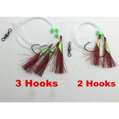 20Pack*Hook Size 5/0 Fish Skin Bait Flasher Rig Sabiki Lures Sea Fishing Rigs Fishing Tuna Hook With Barrel Swivel