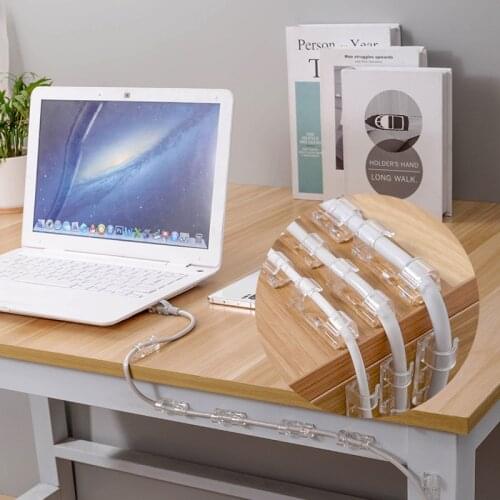 20Pcs Self Stick Wire Organizer Invisible Line Cable Clip Holder Buckle Clips Adhesive Clamp Table Wall Fixer Fastener Holder