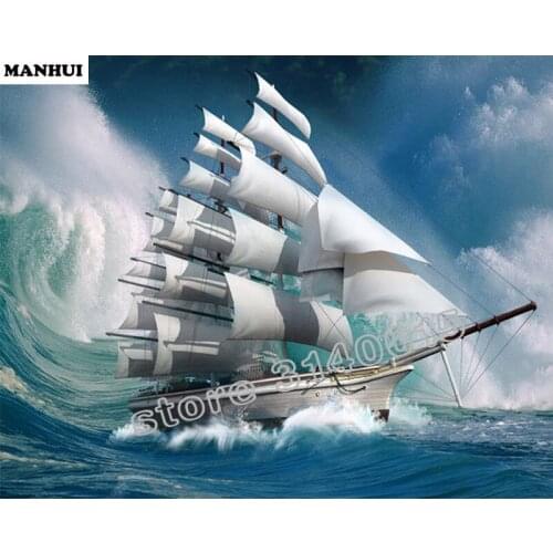 5D DIY Diamond Painting sailing Embroidery Full Square Diamond Cross Stitch Rhinestone Mosaic Painting Home Decor BCD069