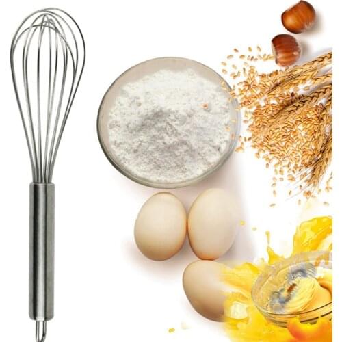 8/10/12 inches Stainless Steel Balloon Wire Eggbeater Manual Egg Beater Mixer Milk Cream Butter Whisk Mixer for Kitchen Bakeware