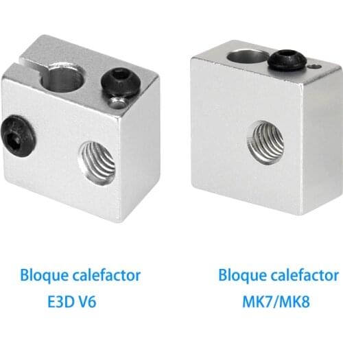 2pcs/lot E3D V5 V6 Aluminium Heater Block 3D Printers Part Hot End 1.75 3.0mm Filament Extruder MK7 MK8 Heated Block