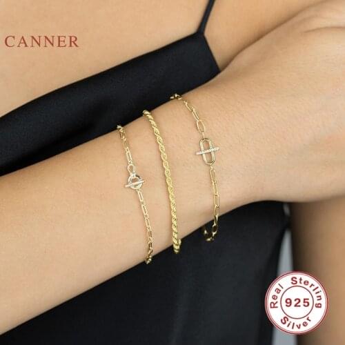 CANNER Versatile Paper Clip Fashion Bracelet 925 Sterling Silver Bracelet For Women Pulseras Bracelets Charms Jewelry Joyero