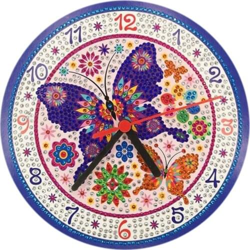 Butterfly DIY Clock Diamond Painting Kits Wall Decor with Colorful Diamonds Kids Arts and Crafts Kit Clock Mechanism Gifts