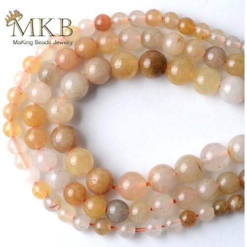 Natural Stone Golden Silk Jades Stone Round Beads Spacer Loose Beads For Jewelry Making 6mm8mm10mm Diy Bracelet Jewellery 15"