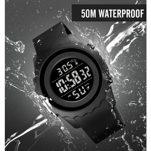 SKMEI Japan Digital Movement LED Light Mens Sport Wristwatches Body Ambient Temperature Tracker Male Watch reloj hombre 1745