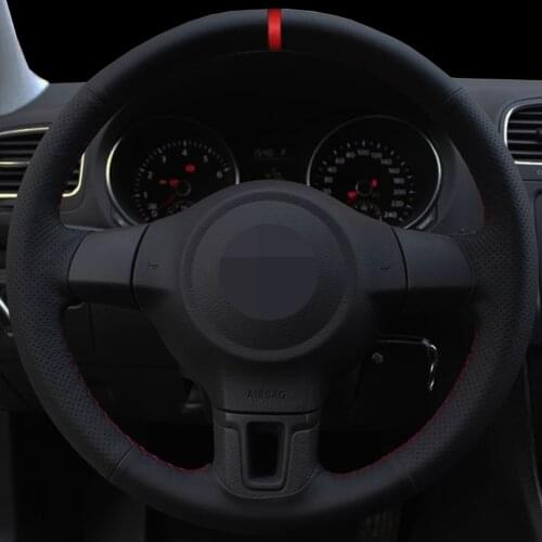 DIY Artificial Leather Black Steering Wheel Cover For Volkswagen Golf 6 Mk6 VW Polo MK5 2010-2013 Wear-resistant Comfortable