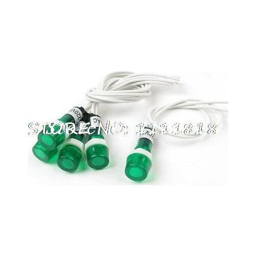 5Pcs 8.1" Long Wires Water Heater Indicator Lamp Green Light AC 220V
