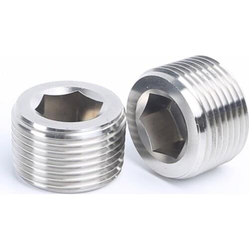 304 Stainless Steel Pipe Fitting 1/8" 1/4" 3/8" 1/2" 3/4" 1" - 2" BSPT/NPT Hex Countersunk End Plug Water Gas Oil