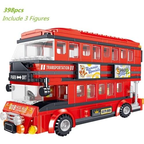 Creator City BRT Double Deck Bus Building Blocks Kit Bricks Technic School Car Vehicle Classic Model Kids Toys For Children Gift
