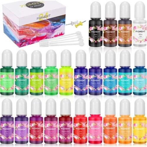 Crystal Epoxy Pigment UV Resin Dye DIY Jewelry Colorant Art Crafts Coloring Drying Color Mixing Liquid Decor 24 Colors